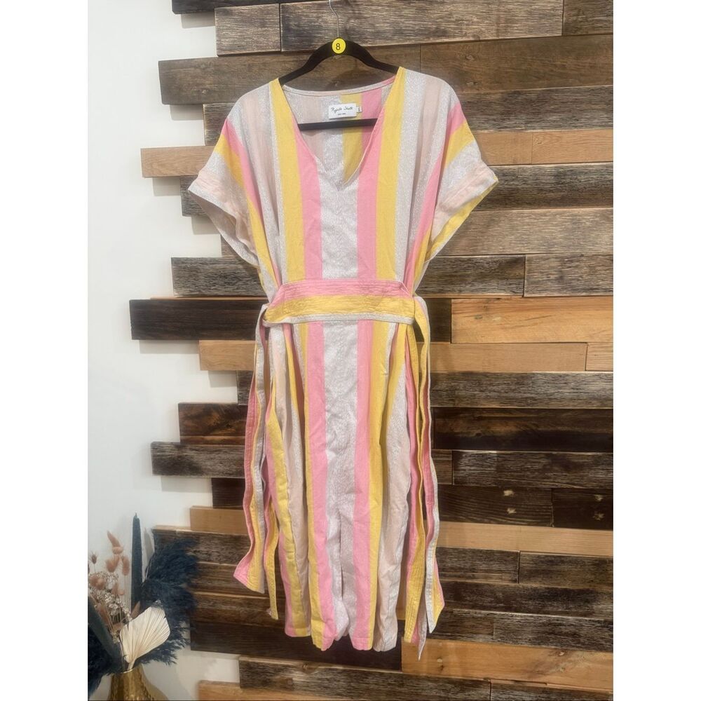 Rujuta Sheth Ruby Kaftan Dress - Candy Stripe boho lagenlook sz M/L - Picture 2 of 8